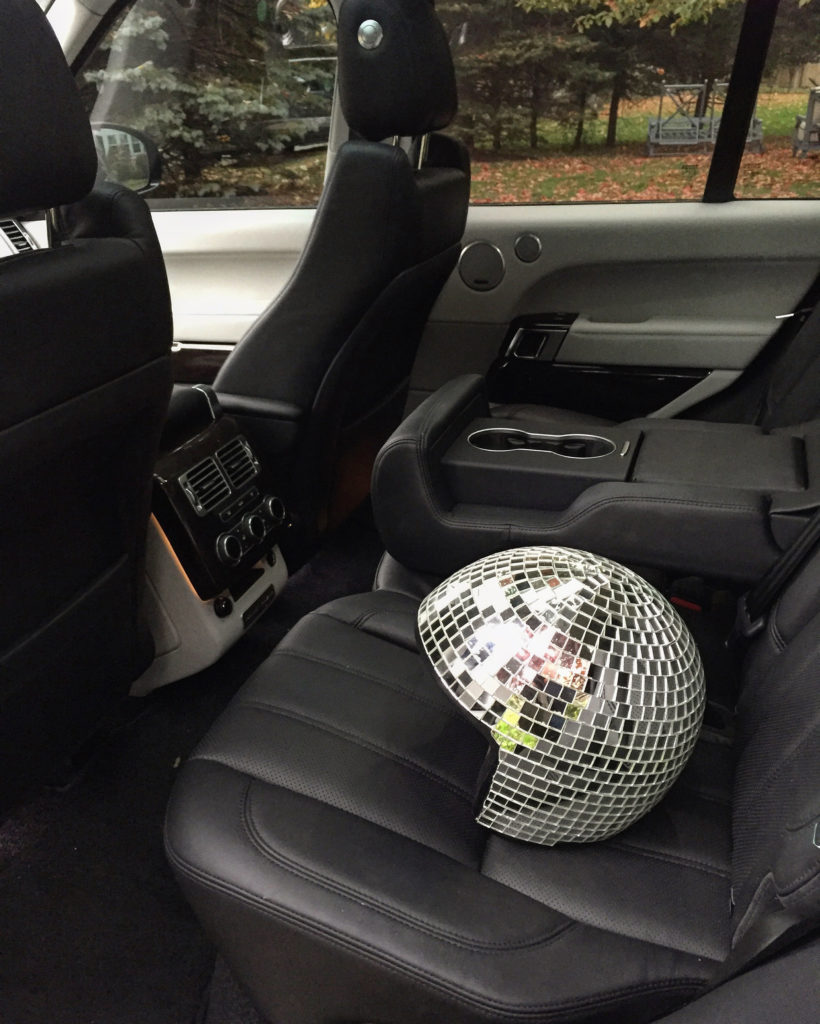 Disco in the back of the Range Rover...